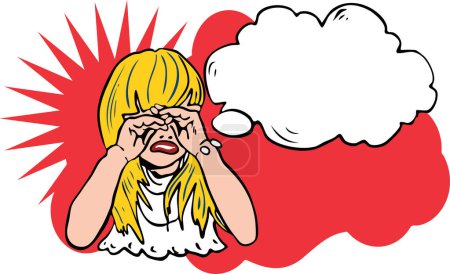 Illustration for Woman with headache. pop art vector illustration - Royalty Free Image