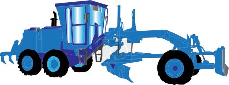 Illustration for Tractor with a blue trailer, vector illustration - Royalty Free Image