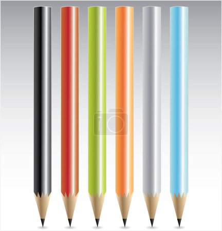 Téléchargez les illustrations : Illustration vectorielle de crayons de couleur - en licence libre de droit