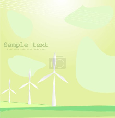 Téléchargez les illustrations : Éco fond vert avec énergie éolienne. illustration vectorielle. - en licence libre de droit
