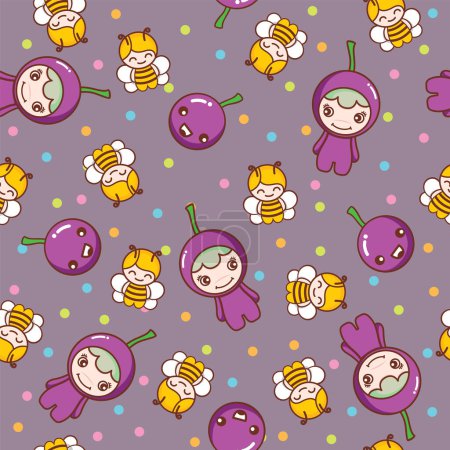 Illustration for Seamless pattern of cute cartoon characters - Royalty Free Image