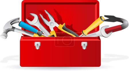 Illustration for 3 d render of a group of workers with a wrench and tools - Royalty Free Image