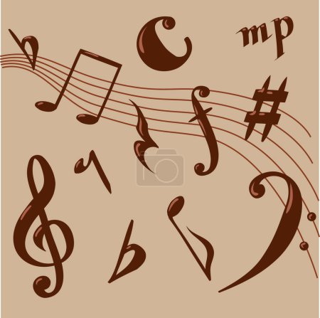 Téléchargez les illustrations : Illustration vectorielle des symboles musicaux. - en licence libre de droit