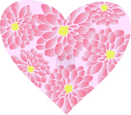 Téléchargez les illustrations : Illustration vectorielle d'un cœur avec des fleurs - en licence libre de droit