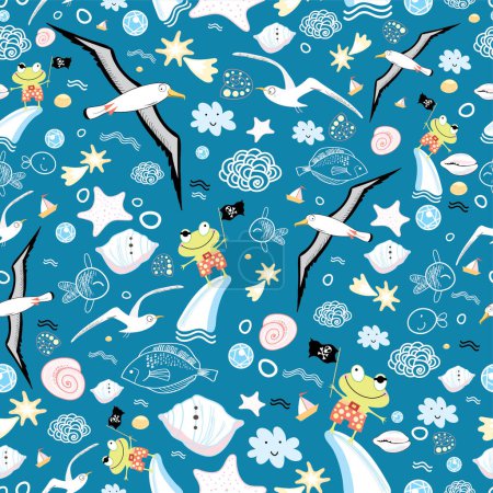 Illustration for Sea life seamless pattern. - Royalty Free Image
