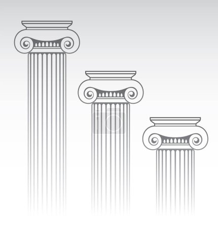Téléchargez les illustrations : Ensemble vectoriel de colonnes sur fond blanc - en licence libre de droit