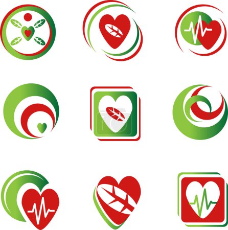 Illustration for Medical cardiology health logos vector design templates - Royalty Free Image