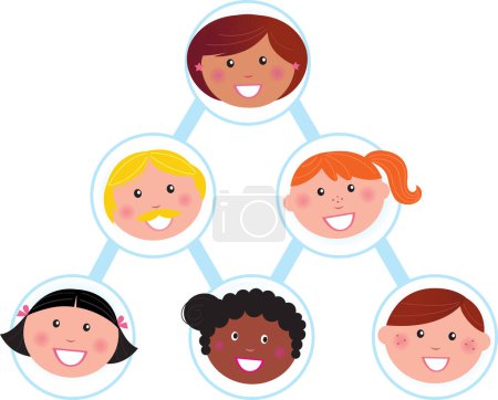 Ilustración de Grupo de personas felices de diferentes razas - Imagen libre de derechos