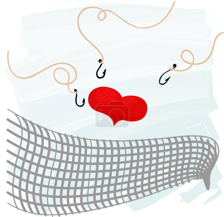 Téléchargez les illustrations : Illustration vectorielle d'un coeur et de crochets - en licence libre de droit