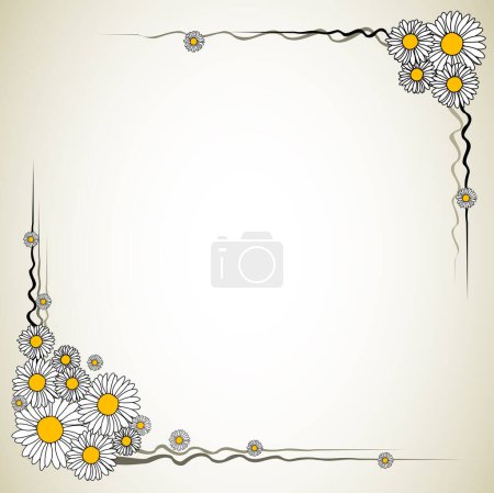 Téléchargez les illustrations : Illustration vectorielle du cadre floral avec marguerites - en licence libre de droit