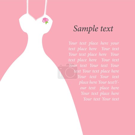 Illustration for Wedding dress with text on pink background - Royalty Free Image