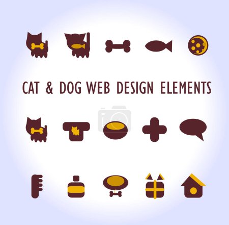 Téléchargez les illustrations : Chat, icône de chien, illustration vectorielle - en licence libre de droit