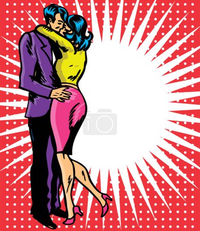 Illustration for Pop art couple in love. vector illustration - Royalty Free Image