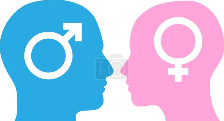 Illustration for Woman and man with gender symbols - Royalty Free Image