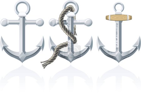 Illustration for Set of marine anchors on white background - Royalty Free Image