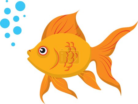 Téléchargez les illustrations : Illustration d'un poisson jaune dessin animé sur fond blanc - en licence libre de droit