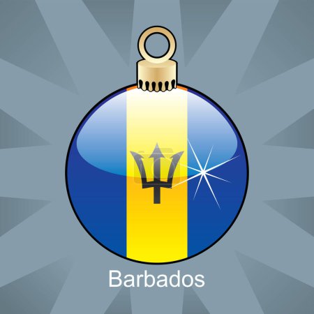 Téléchargez les illustrations : Boule de Noël avec drapeau Barbade - en licence libre de droit