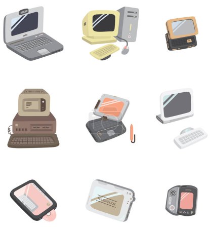 Illustration for Set of different electronic devices on white background - Royalty Free Image