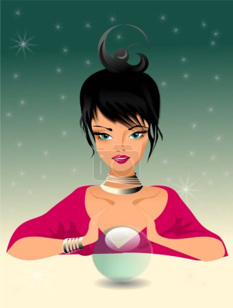 Illustration for Beautiful girl with magic ball - Royalty Free Image