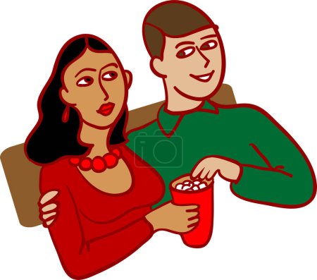 Téléchargez les illustrations : Jeune couple boire du café - en licence libre de droit