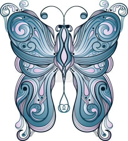 Téléchargez les illustrations : Beau papillon abstrait dessiné à la main. illustration vectorielle. - en licence libre de droit