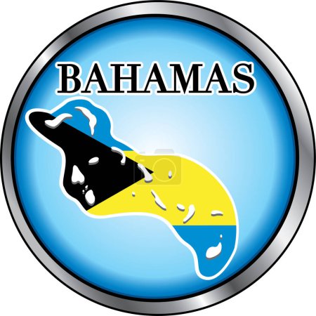 Téléchargez les illustrations : Bahamas Bouton rond, illustration vectorielle design simple - en licence libre de droit