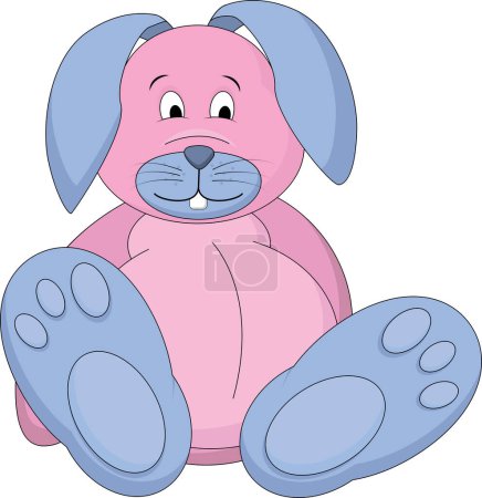 Téléchargez les illustrations : Illustration vectorielle d'un lapin dessin animé mignon assis - en licence libre de droit
