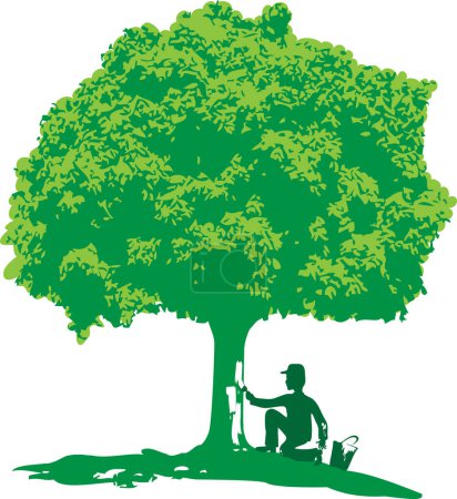 Ilustración de Vector ilustración de un hombre pinta árbol color tronco - Imagen libre de derechos