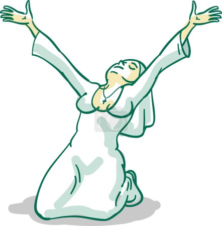 Téléchargez les illustrations : Illustration vectorielle d'une femme en prière - en licence libre de droit