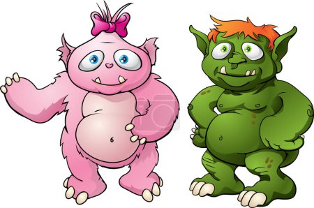 Illustration for Cute cartoon monsters, vector illustration - Royalty Free Image