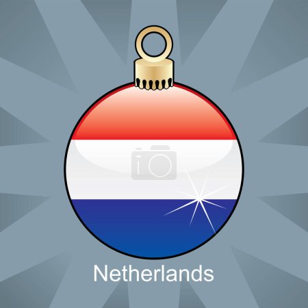 Illustration for Christmas bauble with flag netherlands - Royalty Free Image