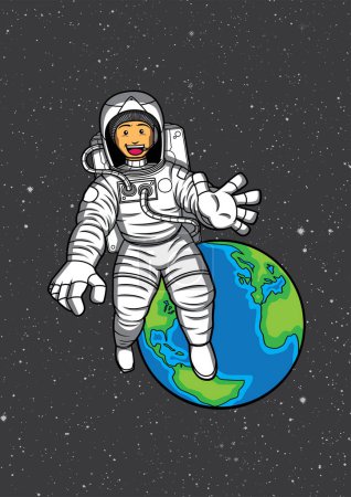 Illustration for Cartoon astronaut in space illustration design - Royalty Free Image