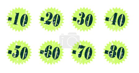 Ilustración de Conjunto de etiquetas de venta verde, pegatinas con números - Imagen libre de derechos