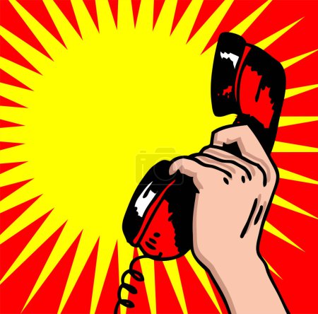 Ilustración de Teléfono retro en mano masculina - Imagen libre de derechos
