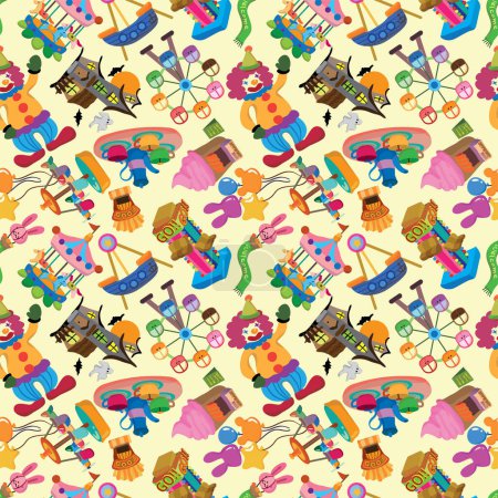 Illustration for Seamless vector pattern with cute cartoon monsters - Royalty Free Image