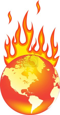 Illustration for Illustration of burning earth with fire flames - Royalty Free Image