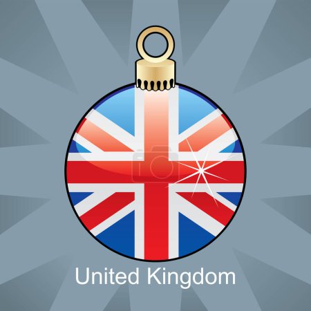 Téléchargez les illustrations : Boule de Noël avec drapeau royaume uni - en licence libre de droit
