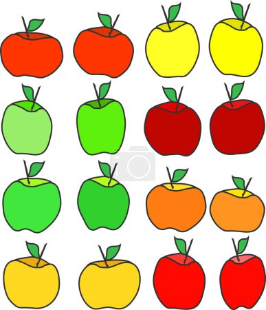 Illustration for Set of apples, vector illustration. apples on a white background - Royalty Free Image