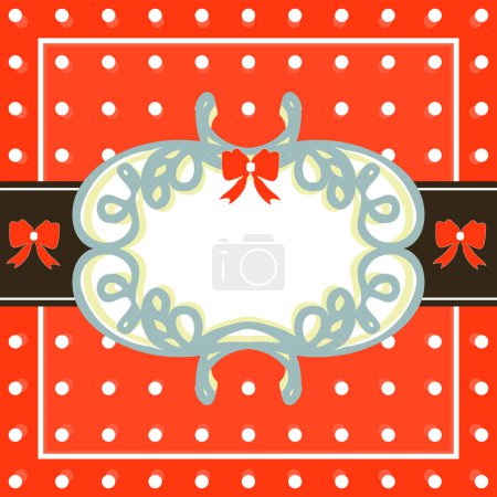 Illustration for Vintage card with polka dots and floral ornament. - Royalty Free Image