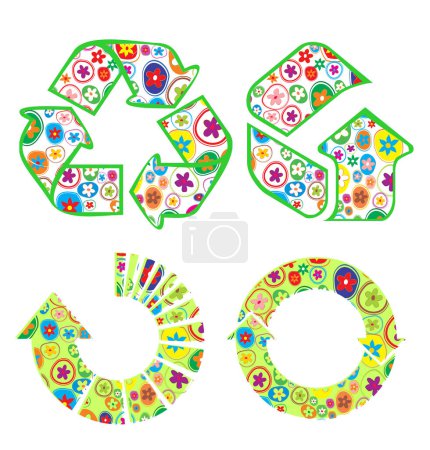 Ilustración de Número 8 de círculos de colores y flores. - Imagen libre de derechos