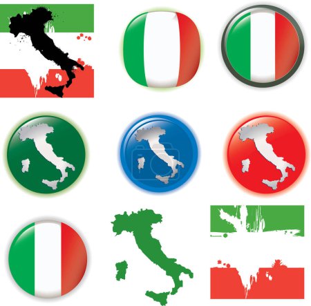 Téléchargez les illustrations : Italie carte icônes ensemble, vecteur conception simple - en licence libre de droit