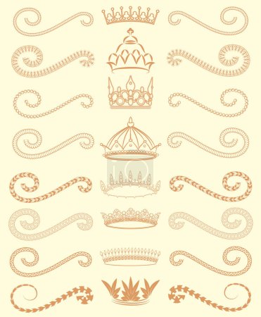Téléchargez les illustrations : Ensemble vectoriel vintage de motifs royaux. - en licence libre de droit