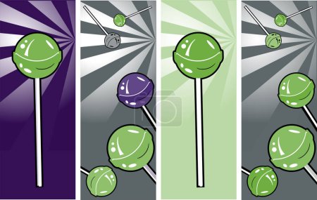 Illustration for Set of lollipops with four different backgrounds - Royalty Free Image