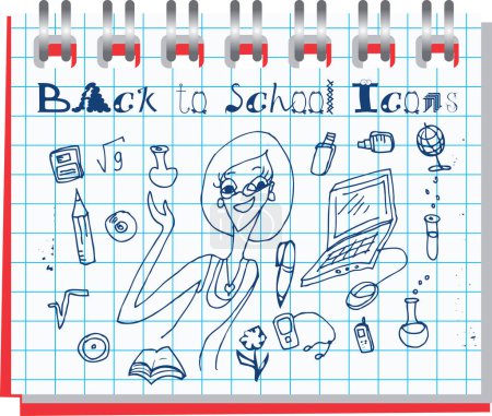 Ilustración de De vuelta a la escuela. ilustración vectorial con material escolar. - Imagen libre de derechos