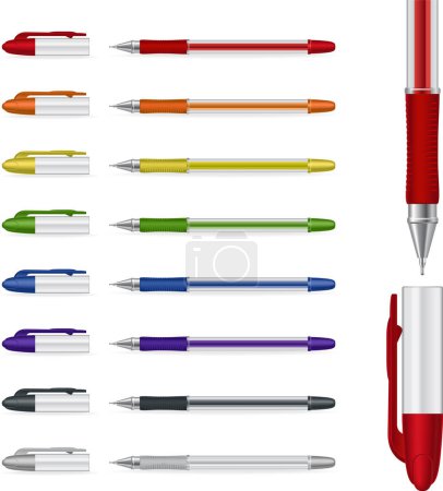 Illustration for Vector set of color pens on white background - Royalty Free Image