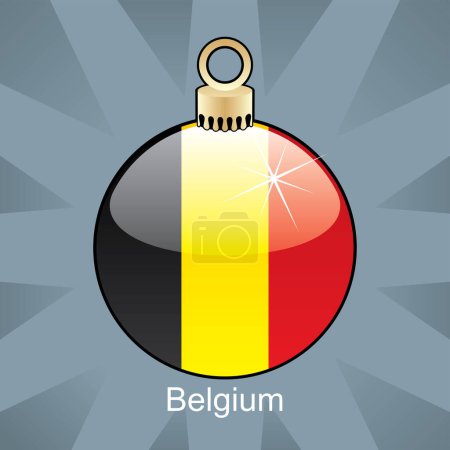 Illustration for Christmas bauble with flag belgium - Royalty Free Image
