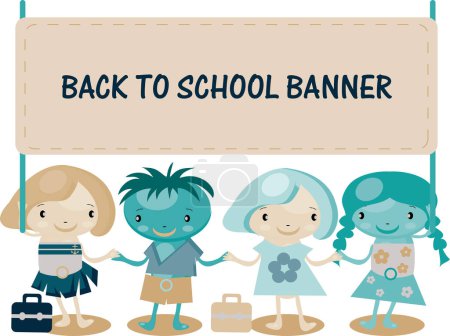 Téléchargez les illustrations : Conception de modèle de bannière de retour à l'école - en licence libre de droit