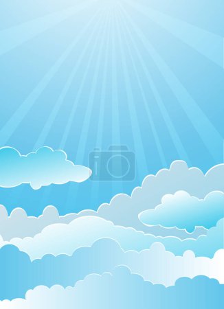 Illustration for Vector illustration of beautiful clouds and sun rays - Royalty Free Image