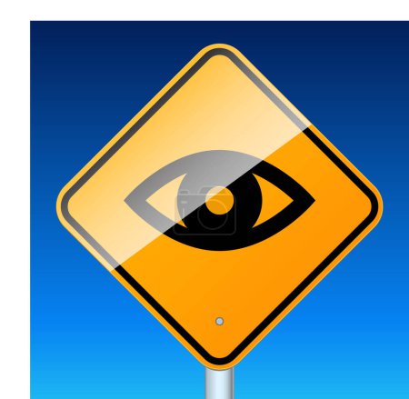 Illustration for Road sign warns about road video surveillance - Royalty Free Image