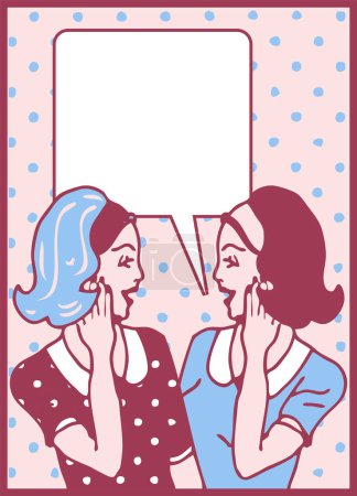 Illustration for Two female friends with speech bubble - Royalty Free Image